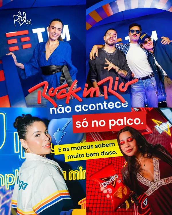 Publicação original da Reals Digital com creators no Rock in Rio